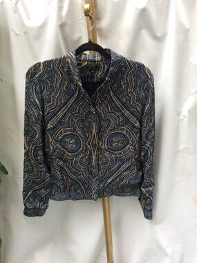 Massimo Dutti Paisley Sateen Bomber Jacket M NWT